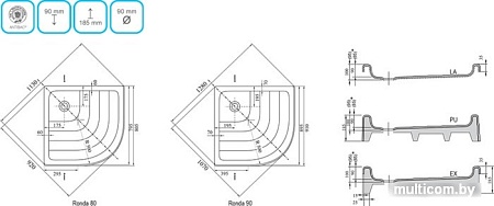 Душевой поддон Ravak Kaskada Ronda PU 80x80