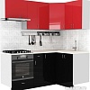 Готовая кухня S-Company Клео глоcс 1.2x1.9 правая (черный глянец/красный глянец)
