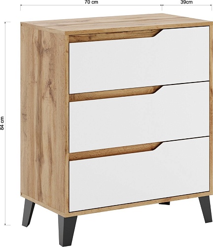 Комод ЭлиГард Eyva 3S (дуб вотан/белый)