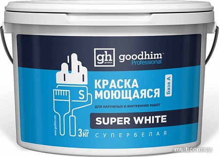 Краска Goodhim S Стандарт моющаяся для светлых тонов База А 89328 14 кг