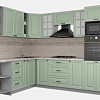 Готовая кухня Интерлиния Мила Деко 1.88x2.6 левая (мята-мята-травертин серый)
