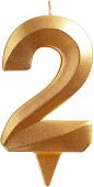 Свеча для торта Мультидом Грань Цифра 2 МС5-12 (золото)