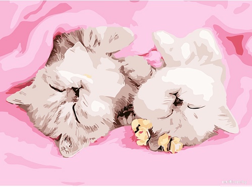 Картина по номерам Рыжий кот Спящие котики Х-4031