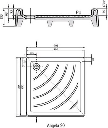 Душевой поддон Ravak Kaskada Angela PU 90x90
