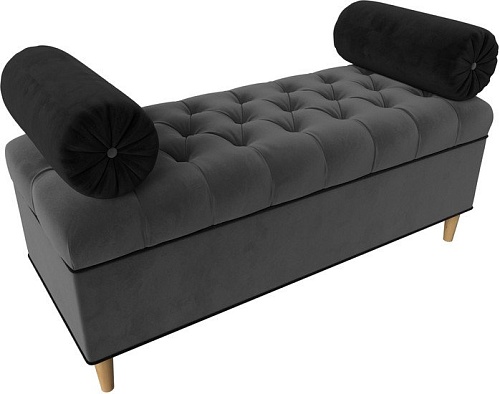 Банкетка Лига диванов Глория 113664 (велюр серый/черный/черный)