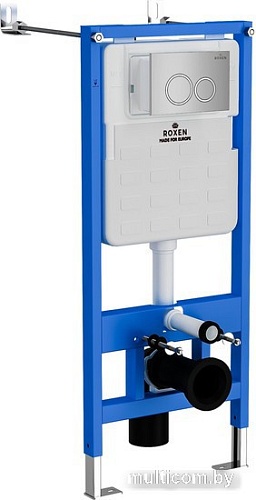 Унитаз подвесной Roxen Porto One Rimless 6 в 1 StounFix Slim 516917 (кнопка: хром)