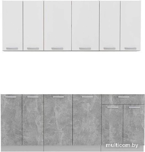 Готовая кухня Интерлиния Мила Лайт 2.0-60 без столешницы (белый платинум/бетон)