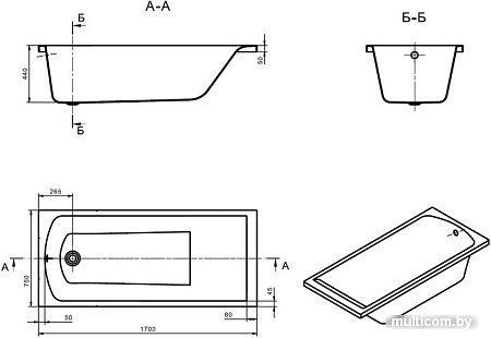 Ванна Santek Фиджи 170Х75 1.WH50.1.596