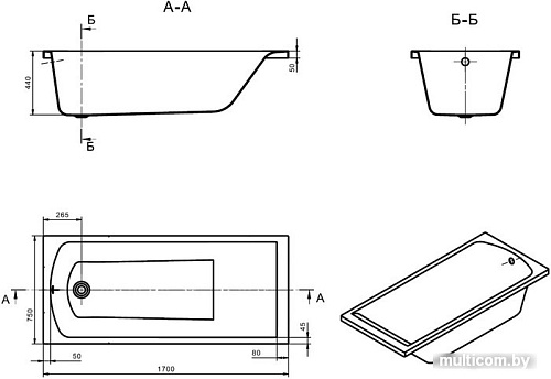 Ванна Santek Фиджи 170Х75 1.WH50.1.596