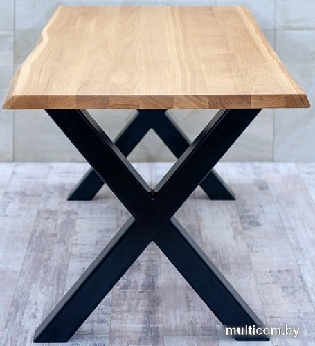 Кухонный стол Buro7 Икс 150 (с обзолом, дуб натуральный/черный)