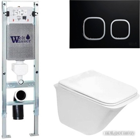 Унитаз WeltWasser Rotbach 004 GL-WT + Amberg 350 ST + Amberg RD-BL (белый глянец/черный матовый)