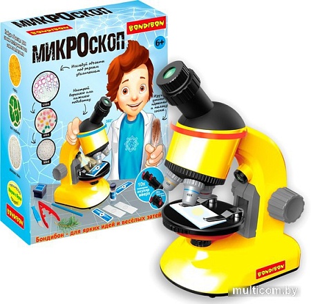 Детский микроскоп Bondibon 100-1200X для 2D и 3D объектов с поворотным окуляром ВВ5287