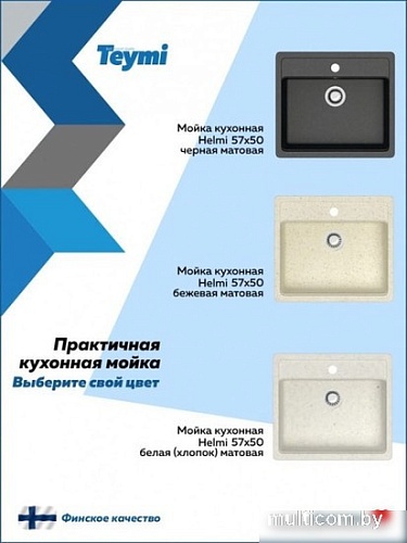 Кухонная мойка Teymi Helmi 57x50 T120109 (белый матовый)