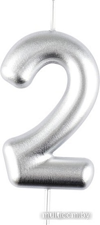 Свеча для торта Meshu Цифра 2 MS_59716 (серебристый)