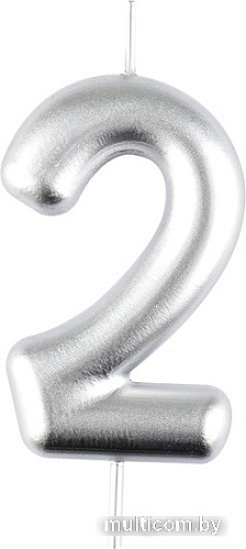 Свеча для торта Meshu Цифра 2 MS_59716 (серебристый)