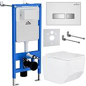 Унитаз подвесной Roxen Porto One Rimless 6 в 1 StounFix Slim 639404 (белое стекло)