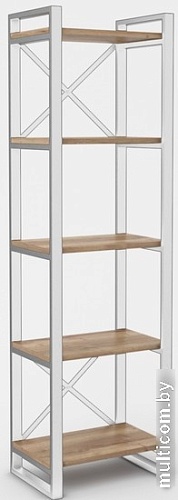 Стеллаж Hype Mebel Стандарт 80x200 (белый/дуб галифакс натуральный)
