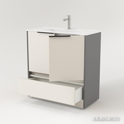 Дабер Тумба под умывальник 017 WeltWasser Deilbach 7517-70 Т17.7W.0.19Ч (бежевый/серый/ручка черная)