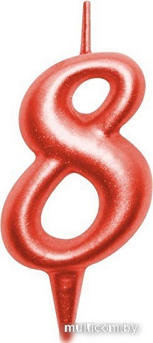 Свеча для торта Мультидом Овал Цифра 8 МС5-38 (красный)