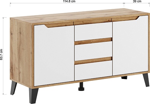 Тумба ЭлиГард Eyva RTV 2D3S (дуб вотан/белый)