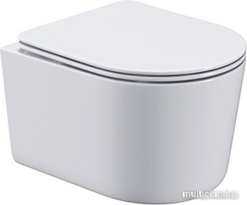 Унитаз подвесной Roxen Simple Compact в комплекте с инсталляцией StounFix Slim 6 в 1 963592 (кнопка: оружейная сталь)