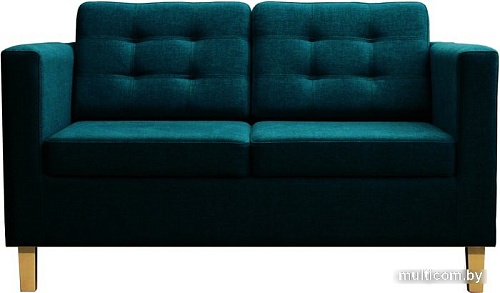 Диван Brioli Дилли клетка Д двухместный (рогожка, J17 темно-синий/светлые н.)