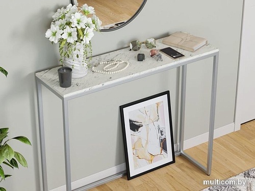 Консольный стол LoftyHome Мальборк 1627985 (мрамор сноу/серебро)
