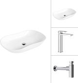 Умывальник Lauter 21570 + Cascade 21СК0655C с сифоном 21635CH (хром)