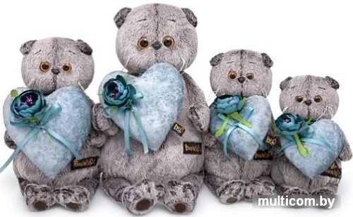 Мягкая игрушка Basik & Co Басик с сердцем из бархата (22 см)
