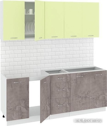 Кухня Кортекс-мебель Корнелия Лира 2.0 без столешницы (салатовый/оникс)