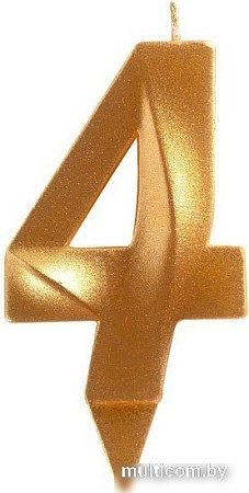 Свеча для торта Мультидом Грань Цифра 4 МС5-14 (золото)