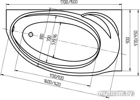 Ванна Aquatek Бетта 150x95R (с экраном)