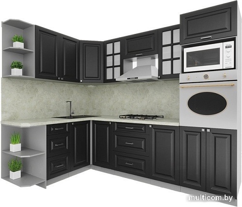 Готовая кухня Интерлиния Мила Деко 1.68x2.6 левая (пепел-пепел-опал светлый)
