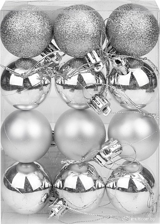 Елочная игрушка Miland Чудеса НУ-5623 (12 шт, 4 см, серебряный с узором)