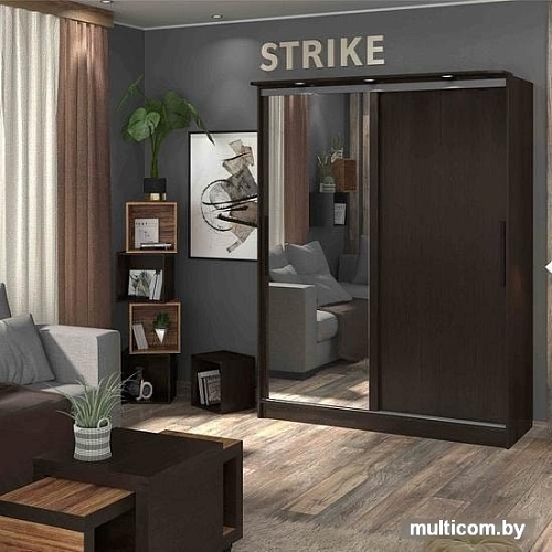 Шкаф-купе Глазов Strike 1600 ЛДСП с зеркалом (венге)