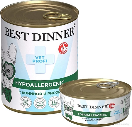 Консервированный корм для собак Best Dinner Vet Profi Hypoallergenic С кониной и рисом (340 г)