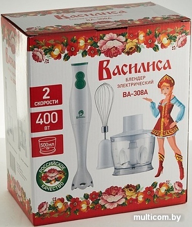 Погружной блендер Василиса ВА-308А (белый/зеленый)