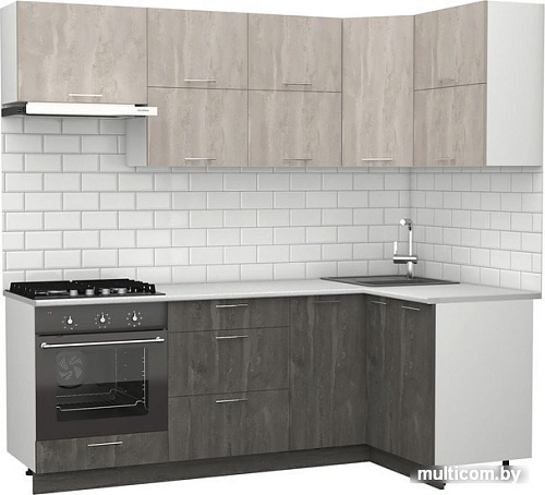 Готовая кухня S-Company Клео крафт 1.2x2.2 правая (железный камень/бетонный камень)