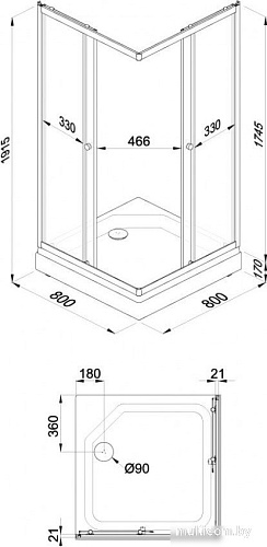 Душевой уголок Triton Вельвет-К 80х80 А