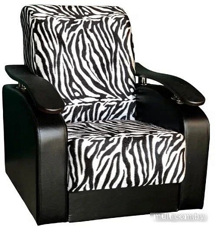 Интерьерное кресло Асмана Антуан (подлокотники кожзам черн./велюр зебра)