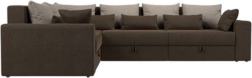 Угловой диван Лига диванов Майами Long 92 левый (рогожка коричневый/подушки бежевые/коричневые)