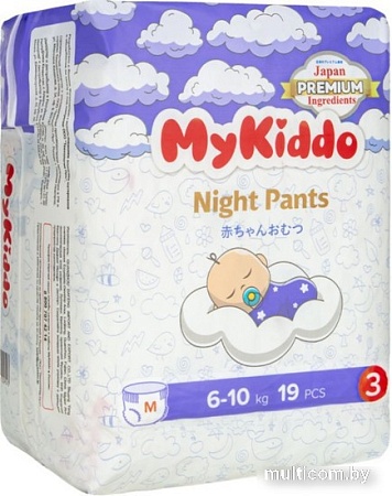 Трусики-подгузники MyKiddo Night M 6-10 кг (19 шт)