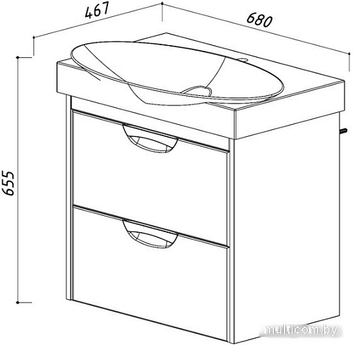 Belux Тумба под умывальник Неман НП65-02 (164, бетон светлый)