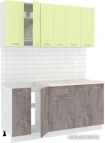 Готовая кухня Кортекс-мебель Корнелия Лира-лайт 1.7м (салатовый/оникс/королевский опал)