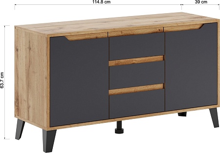 Тумба ЭлиГард Eyva RTV 2D3S (дуб вотан/графит)