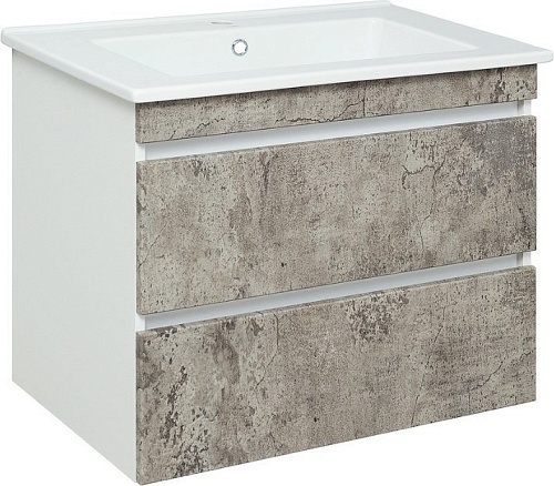 Runo Тумба с умывальником Runo Манхэттен 75 + Оскар 75 (подвесная, серый бетон)
