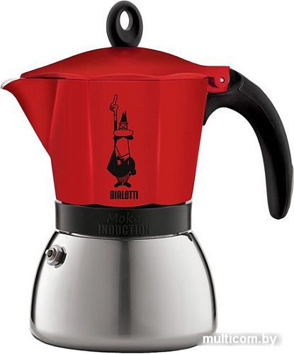 Гейзерная кофеварка Bialetti Moka Induction (6 порций, красный)