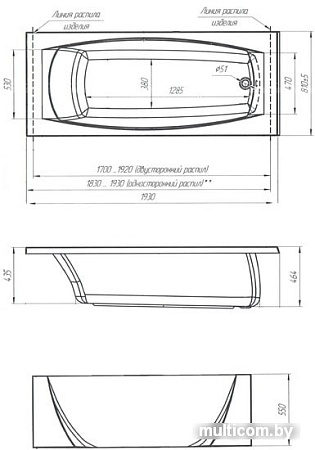 Ванна 1Марка Pragmatika 193-170x80