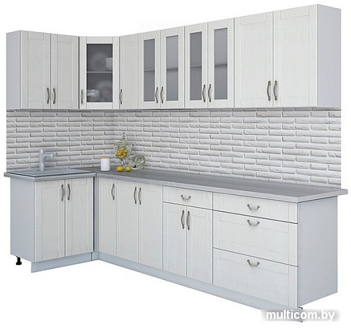 Готовая кухня Интерлиния Мила Крафт 1.2x3.0 (дуб полярный)