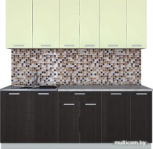 Кухня Интерлиния Мила Лайт 2.1 (салатовый/дуб венге)